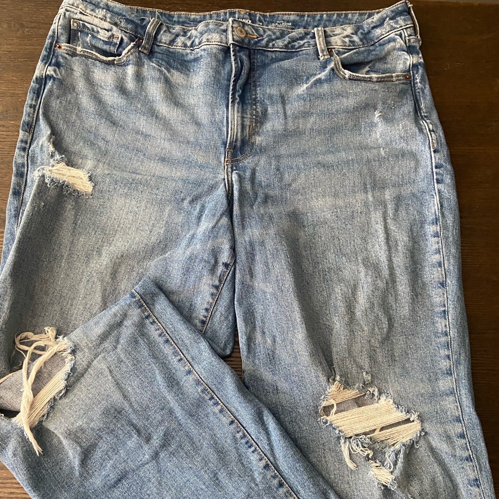 Old Navy Blue Boyfriend Jeans with Distressed Details